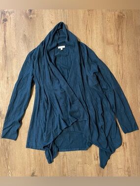 Maurices Teal Draped Open-Front Cardigan